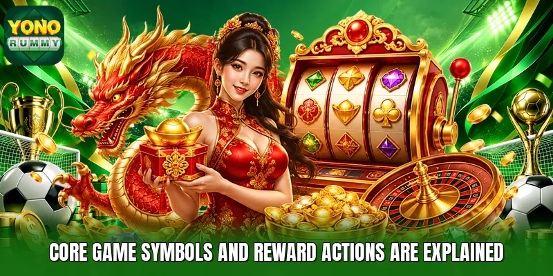 Core game symbols and reward actions are explained