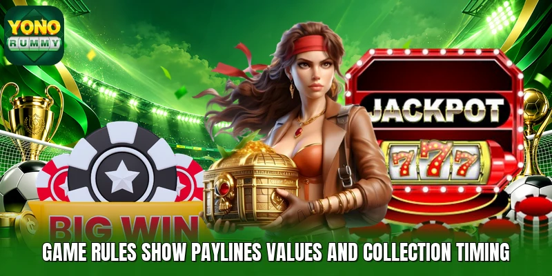 Game rules show paylines values and collection timing